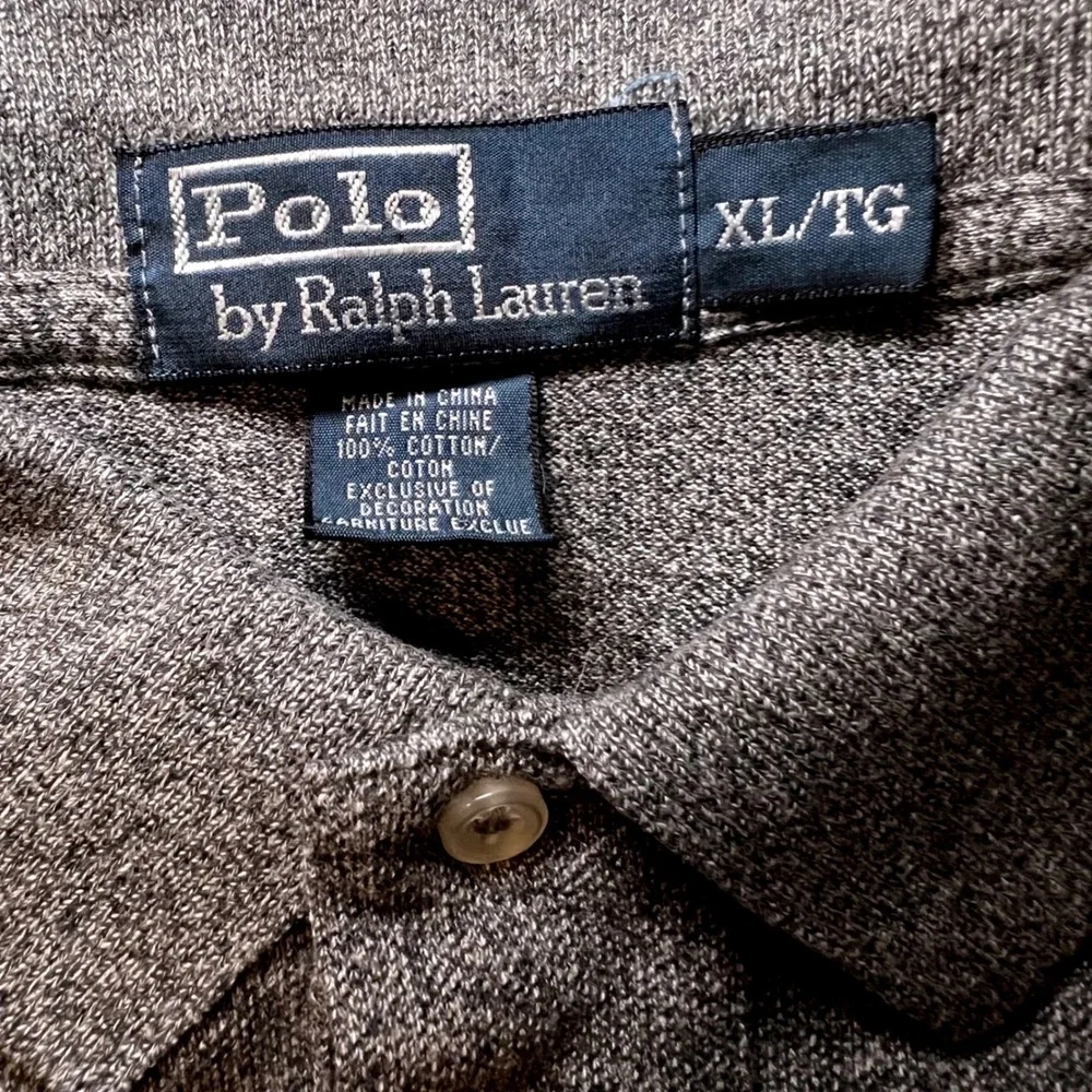Vintage Polo Ralph Lauren Mens XL Grey Heather Cotton Short Sleeve Polo Shirt
